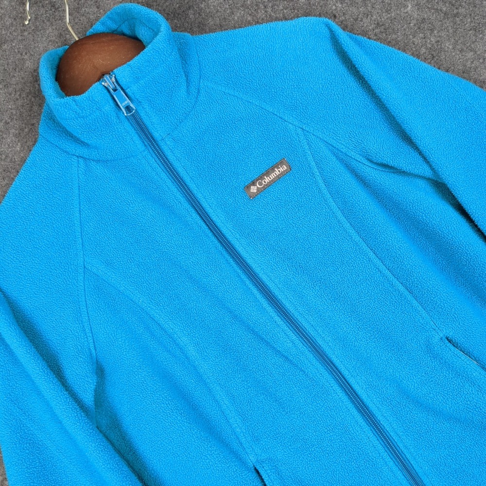 Columbia Womens S Blue Green Benton Springs Full Zip Fleece Jacket Mock Neck